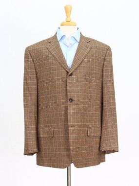 ISAIA 48L Brown Blazer Sport Coat Jacket 3-Button Check Y929